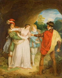 Valentine redder Silvia fra Proteus, fra William Shakespeares 