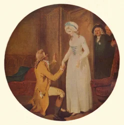 Young Marlow og Miss Hardcastle: A Scene from She Stoops to Conquer af Oliver Goldsmith Act V, Sc