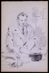 Portræt af Gilbert? Bayes, ca. 1928 (blyant på papir)