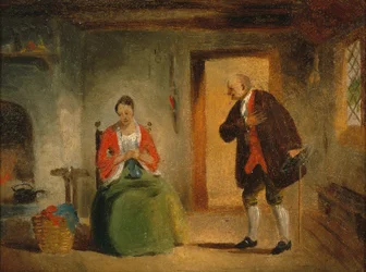 Interiørstudie, 1835-63 (olie på papir monteret om bord)
