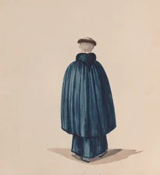 En munk fra den hellige Frans orden set bagfra, fra en gruppe tegninger..., ca. 1848.