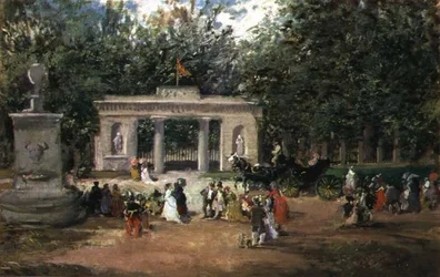 Porten til den botaniske have i Madrid fra Prado-museet