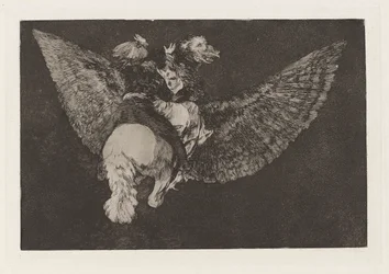 Nonsens-flyer (Flying Folly), også kendt som Renounce the Friend Who Covers You with his Wings og bider dig med sit næb, fra serien Los disparates (Los proverbios)
