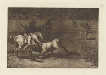 Mariano Ceballos, alias indianeren, dræber tyren fra sin hest (Mariano Ceballos, Alias ​​​​indianeren, dræber tyren fra sin hest), plade 23 fra La tauromaquia