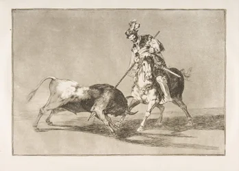 Tavle 11 fra Tauromaquia: Cid-campeadoren spidder en anden tyr., 1816.