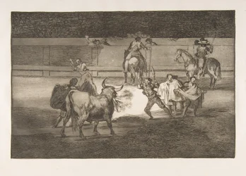 Tauromaquia-plade 31: Banderillas med fyrværkeri., 1816.