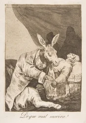Plade 40 fra Los Caprichos: Hvor ondt vil han dø De que mal morira, 1799.