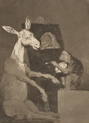 Tavle 41 fra Los Caprichos: Hverken mere eller mindre Ni mas ni menos., 1799.
