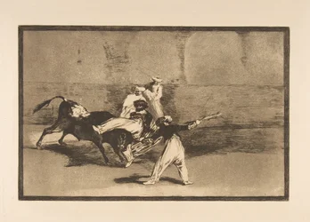 Tavle 8 fra Tauromaquia: En maurer fanget af tyren i arenaen, ca. 1816.