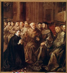 St Bonaventure går ind i franciskanerordenen (olie på lærred