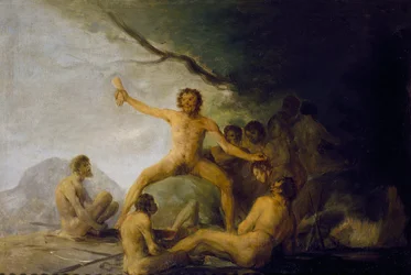 Kannibaler, der nyder menneskelige rester, ca. 1800-08 (olie på panel)