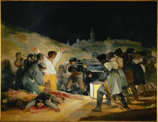 Den tredje maj: henrettelsen af spanske oprørere af Napoleons tropper under general Murat (olie på lærred)