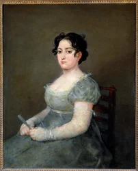 The Woman in the Fan Maleri af Francisco de Goya (1746-1828) 1800-tallet søn. 1,03x0,84 m