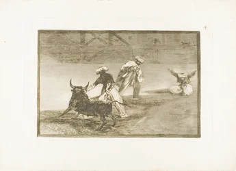 De leger en anden med kappen i en indhegning, plade fire fra The Art of Bullfighting