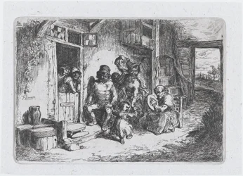 Tavle 10: to figurer danser, en anden siddende spiller på tromme, fra rækken af told ..., 1850.