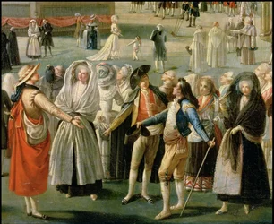 Detalje af "Montgolfier-ballonens opstigning i Madrid"
