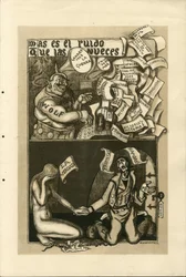 Illustration af Francisco Sancha Lengo (1874-1936) - Flyvende blad, ca. 1915 - War of 14 -18, Wolff Agency, spansk sprog, udenlandsk presse