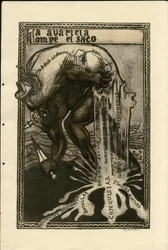 Illustration af Francisco Sancha Lengo (1874-1936) - Flyvende blade, ca. 1915 - 14-18-krigen, Tyskland Preussen, Sølv, krigerister og symboler, Spansk sprog, Udenlandsk presse