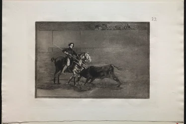 Tyrefægtning: Manly Courage of the Celebrated Pajuelera in the Ring at Saragosa, 1876.