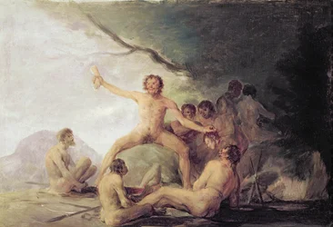 Kannibaler, der nyder menneskelige efterladenskaber, ca. 1800-08 (par 83503)