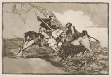 Den måde, hvorpå de gamle spaniere til hest jagede tyre på sletten.
