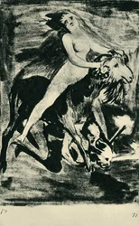 Heks rider på en ged, slutningen af det 18.-begyndelsen af det 19. århundrede, 1943.