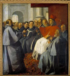 Saint Bonaventure (San Bonaventura da Bagnoregio) (1221-1274) ved koncilet i Lyon i 1274 Maleri af Francisco de Zurbaran (1598-1664)