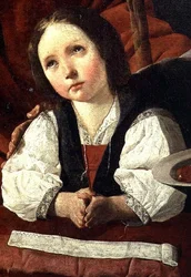 Den hellige familie, detalje af Kristusbarnet
