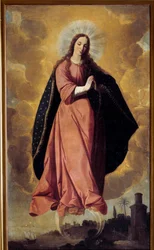 The Immaculee Painting Design af Francisco de Zurbaran (1598-1664) Marchena fra det 17. århundrede. Johannes Døberens kirke