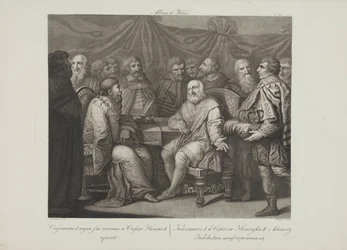 Restauratoren Casimir I møder kejser Henrik III af Smuglewicz, Franciszek (1745-1807). Litografi, slutningen af 1700-tallet. Privat Samling