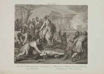 Ødelæggelsen af hedenske guder af Mieszko I af Polen af Smuglewicz, Franciszek (1745-1807). Litografi, slutningen af 1700-tallet. Privat Samling