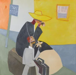 Bus Stop I, 2000 (blandede medier på lærred)