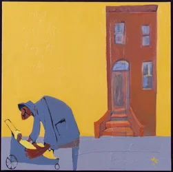 Mor og barn, 2001 (blandede medier på lærred)