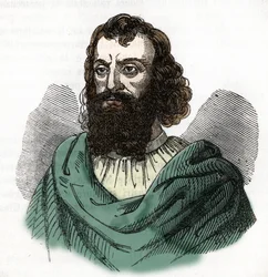 Portræt af kejser Justinian I (482-565) (Justinian I) efter "I misteri del vaticano" af Franco Mistrali 1843