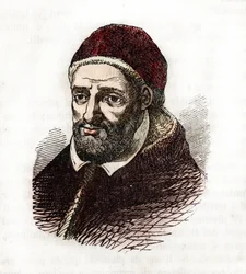 Repræsentation af pave Clemens VIII (Clemente eller Clemens) (1592-1605) Tegning fra "" Misteri del Vaticano"" af Franco Mistrali
