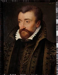 Portræt af Antoine de Bourbon, hertug af Vendome (1518-1562), far til kong Henrik IV Maleri af Francois Clouets skole (1515-1572) 1560 Søn. 0,31x0,23 m Pau, musee du chateau - Portræt af Antoine de Bourbon, hertug af Vendome (1518-1562), far til