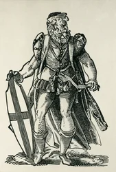 Ridder af Den Tyske Orden. Illustration i „Cleri totius Romanae subiecti Ecclesiae“ af François Modius og Jost Amman. Frankfurt. 1585. Frankrig. Île-de-France. Paris. Nationalbiblioteket