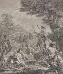 Johannes Døberen prædiker for en folkemængde, ca. 1729.