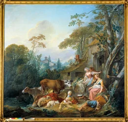 Lykke i landsbyen Maleri af Francois Boucher (1703-1770) 1735 München. Bayerische