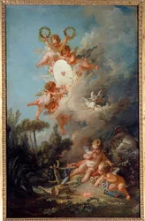 Kærlighedens mål Maleri af Francois Boucher (1703-1770) 1758 Søn. 2,58x1,67m Paris,