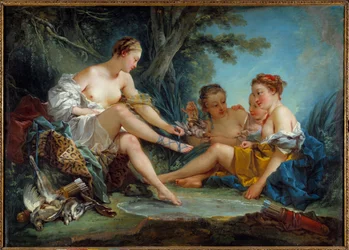 Le retour de la chasse de Diane Maleri af Francois Boucher (1703-1770) 1745 Søn. 0,94x1,31 m Paris. Musee Cognacq Jay - Genkomsten af jagten på Diane. Maleri af Francois Boucher (1703-1770) 1745. 0,94 x 1,31 m. Cognacq Jay Museum, Paris