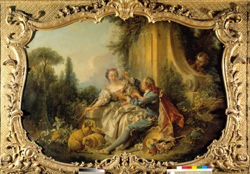 Pastor Gallant Scene Bucolic. Maleri af Francois Boucher (1703-1770). 1737-1738. Paris, Nationalarkivet