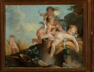 Englebørn, der leger blandt kornet (L