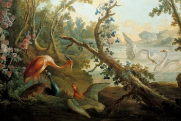 Svaner og påfugle. Maleri af François Boucher (1703-1770), 18. århundrede, Paris, Musée Carnavalet