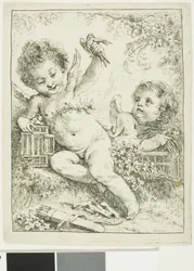 To putti med en fugl