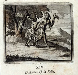 Kærlighed og galskab. Fabler af Jean de La Fontaine (1621-95). Illustrationer af François Chauveau (1613-1676). Udgave fra 1728.
