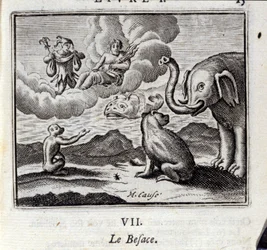 Tasken. Fabler af Jean de La Fontaine (1621-95). Illustration af François Chauveau (1613-1676). Udgave fra 1728.