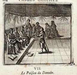Bonden fra Donau. Fabler af Jean de La Fontaine (1621-95). Illustrationer af François Chauveau (1613-1676). Udgave fra 1728.
