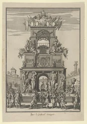 Triumfbue rejst til ære for kardinal Mazarin efter Pyrenæernes Traktat..., ca. 1664-5.