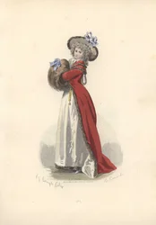 Kvinde med stor pelsmuffe, Marie Antoinettes æra.